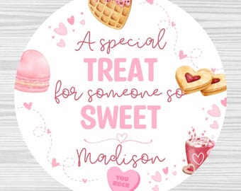 PRINTED Valentine stickers-a sweet treat sticker-Personalized Valentine Gift Labels-treat stickers-gift stickers