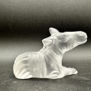 Goebel Frosted Glass Zebra Figurine Detailed Rare 1990&#39;s Germany 2.25&quot; x 3&quot;