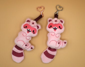 Spring Tanuki Keychain with Cherry Blossom