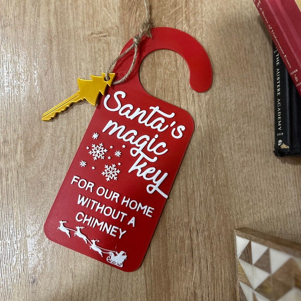 Santa's Key for House without Chimney - Handmade Door Hanger - Christmas Magic - Fast Shipping