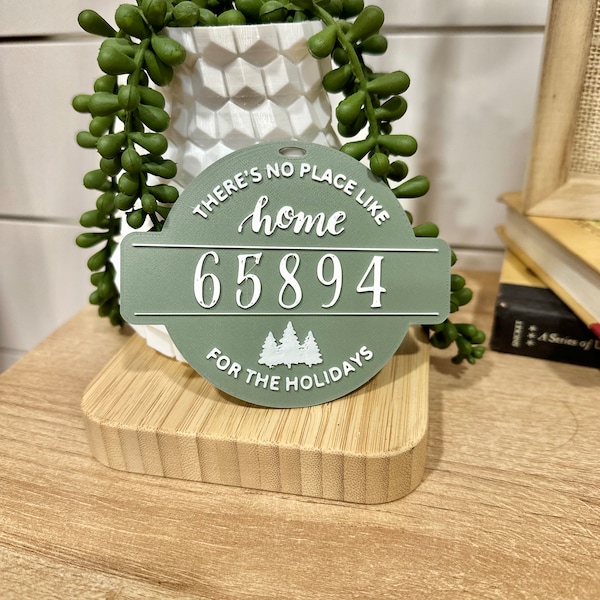 Personalized "No Place Like Home for the Holidays" Ornament with Zip Code - Custom Holiday Decor - Personalized Christmas Ornaments