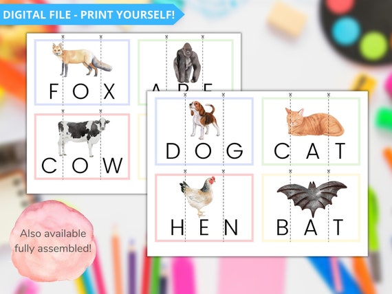 PRINTABLE Kids Three Word Animal Activity Sheet Activity - Etsy