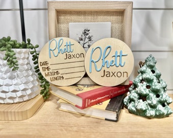 Personalized Baby Birth Announcement Signs - Custom Wood Signs for New Parents - Baby's Name, Stats, and More!