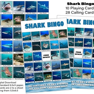 Shark BINGO Cards, Kids Birthday party game for instant download
