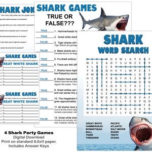 Shark Themed Party Games, Digital Download, Jaws Party Activities