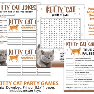 Kitty Cat Themed Party Games, Birthday Party, Digital Download