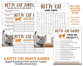Kitty Cat Themed Party Games, Birthday Party, Digital Download