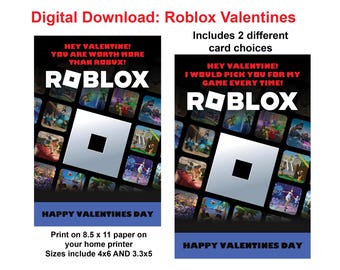Roblox Valentines Cards, Digital Download, Print from Home