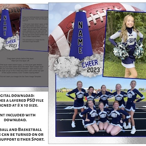 Cheerleading Memory Mate Template: 8x10 Photoshop File (Digital Download)