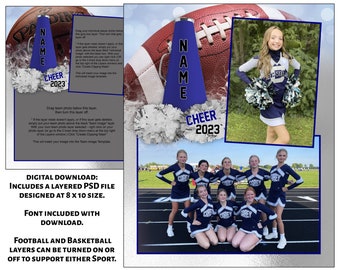 Cheerleading Memory Mate Template: 8x10 Photoshop File (Digital Download)