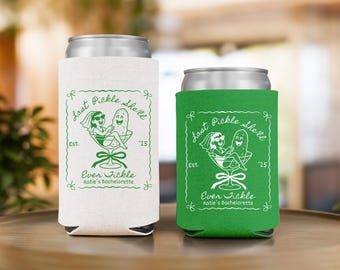 Custom Last Pickle She'll Ever Tickle Bachelorette Can Coolers, Pickle Themed Bachelorette Party Favors, Gift for Bridesmaid, Drink Sleeves