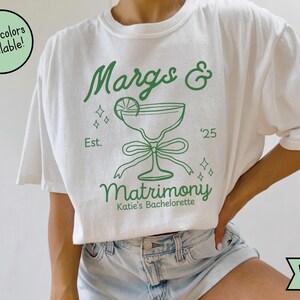 Custom Margs and Matrimony Bachelorette Comfort Colors Shirts,   Bachelorette Tee Shirts, Hand Drawn Margarita Bachelorette TShirt Gift