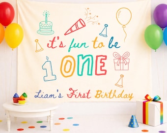It's Fun to Be One Birthday Party Decor, Boys Fun First Birthday Welcome Sign, Girls First Birthday Party, Fun BDay Theme Banner