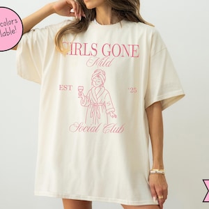 Custom Girls Gone Mild Shirts, Girls Gone Mild Bachelorette TShirts, PJ and Prosecco Tees, Matching Luxury Social Club Bachelorette Coquette