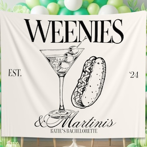 Custom Weenies and Martinis Tapestry, Weeny Martini Bachelorette Decor, Martini Themed Birthday Party A Tini Bit Older Martinis and Weenies