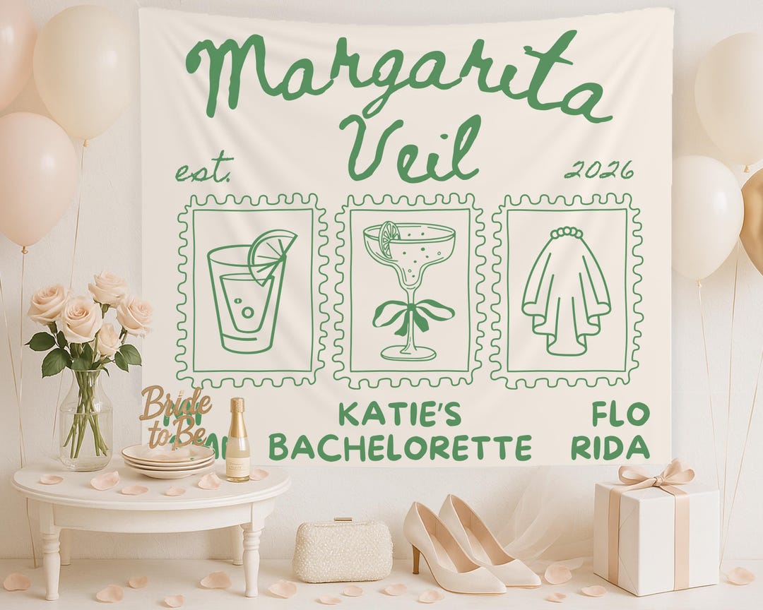 Custom Margarita Bachelorette Tapestry: Margs & Matrimony Party Decor ...