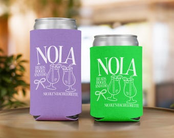 Custom New Orleans Bachelorette Can Coolers, NOLA Girls Trip Party Favors for Mardi Gras Bachelorette Decor Gift for Bridesmaid