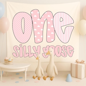 Custom One Silly Goose Birthday Party Decor, Goose First Birthday Tapestry, Girls 1st Birthday Banner, One Silly Goose Welcome Sign for Boys
