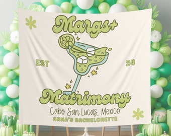 Custom Margs and Matrimony Tapestry, Margaritas Matrimony Bachelorette Decor Wall Hanging Final Fiesta Bachelorette Party Backdrop for Photo