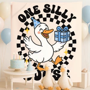 Benutzerdefinierte eine dumme Gans-Geburtstags-Party-Dekor, Gans-erster Geburtstags-Tapisserie, Mädchen 1
