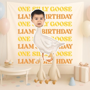 Custom One Silly Goose Birthday Party Decor, Goose First Birthday Tapestry, Girls 1st Birthday Banner, One Silly Goose Welcome Sign for Boys