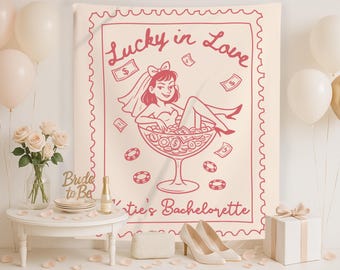 Las Vegas Bachelorette Banner Lucky in Love Party Decor, Girls Trip Welcome Sign, Drunk in Love Tapestry Vegas Party Banner for Bachelorette
