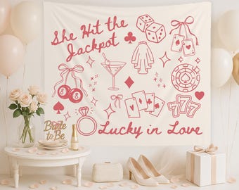 Las Vegas Bachelorette Banner Lucky in Love Party Decor, Girls Trip Welcome Sign, Drunk in Love Tapestry Vegas Party Banner for Bachelorette