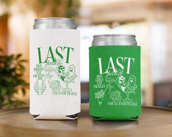 Custom Last Pickle She'll Ever Tickle Bachelorette Can Coolers, Pickle Themed Bachelorette Party Favors, Gift for Bridesmaid, Drink Sleeves
