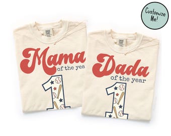 Baseball Themed Birthday Matching Family Shirts, Rookie of the Year Birthday Party, Baseball Birthday Tee Mom Dad