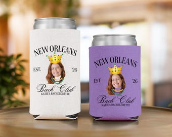 Custom New Orleans Bachelorette Can Coolers, NOLA Girls Trip Party Favors for Mardi Gras Bachelorette Decor Gift for Bridesmaid