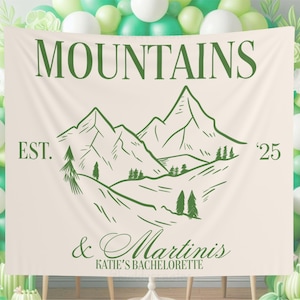 Custom Mountains and Martinis Bachelorette Tapestry, Personalized Mountain Bachelorette Coquette Wall Hanging Last Toast on the Slopes