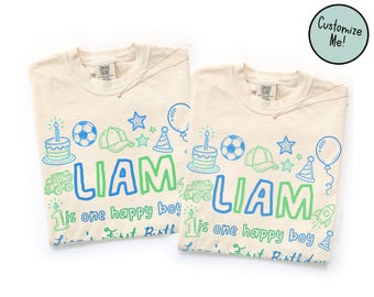 One Happy Boy Birthday Matching Family Shirts, Boys First Birthday Party, BDay Shirt Mom Dad Retro Hippy 70s BDay Theme