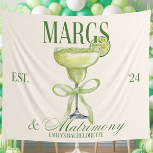 Custom Margs and Matrimony Tapestry, Margaritas Matrimony Bachelorette Decor Wall Hanging Final Fiesta Bachelorette Party Backdrop for Photo