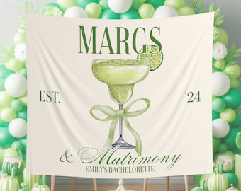 Custom Margs and Matrimony Tapestry, Margaritas Matrimony Bachelorette Decor Wall Hanging Final Fiesta Bachelorette Party Backdrop for Photo
