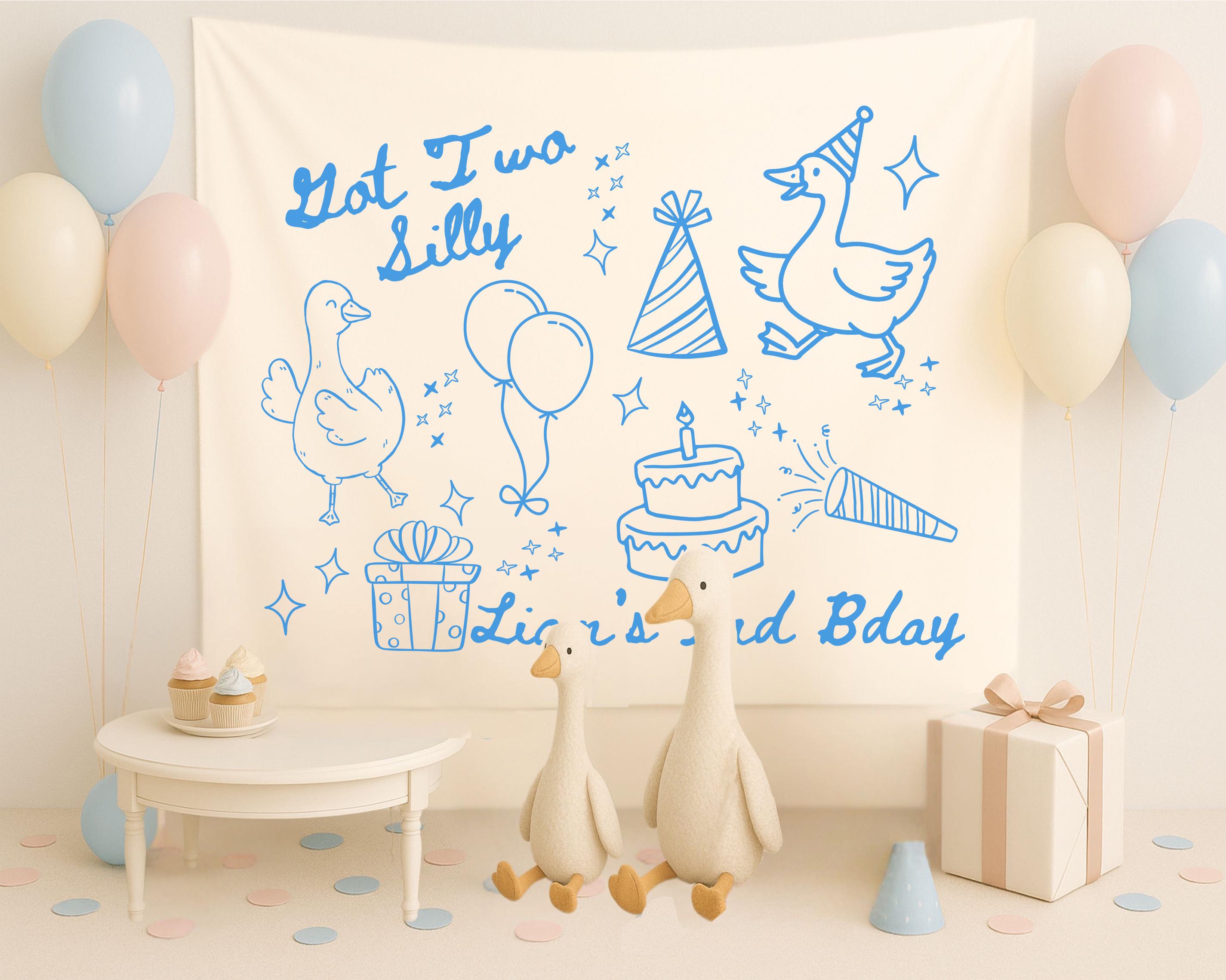 カスタムGot Two Silly Goose誕生日パーティーデコレーション、Goose 2 