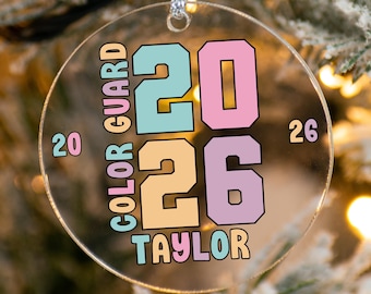 Customized Colorguard Glass Ornament, Retro Personalized Color Guard Gift, Color Guard Christmas Ornament Keepsake 2026, Colorguard Ornament