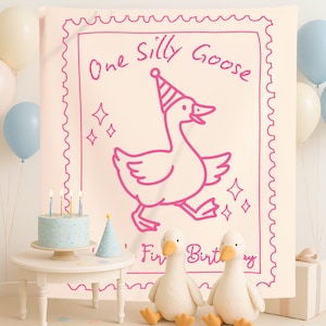Benutzerdefinierte eine dumme Gans-Geburtstags-Party-Dekor, Gans-erster Geburtstags-Tapisserie, Mädchen 1