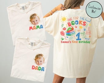 One for the Books Birthday Matching Family Shirts, Boys First Birthday, Girls First Birthday Party, Mom Dad Chapter One Reading Themed BDay