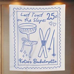 Tapiz personalizado para despedida de soltera después de esquiar: pancarta de montañas y martinis