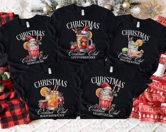 Funny Matching Christmas Cocktail Shirts, Christmas Bar Crawl Shirts, Funny Christmas Shirt for Bartender, Matching Family Pub Crawl TShirts