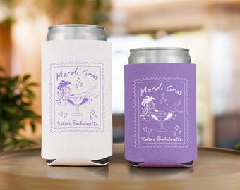 Custom New Orleans Bachelorette Can Coolers, NOLA Girls Trip Party Favors for Mardi Gras Bachelorette Decor Gift for Bridesmaid