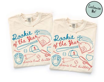 Baseball Themed Birthday Matching Family Shirts, Rookie of the Year Birthday Party, Baseball Birthday Tee Mom Dad