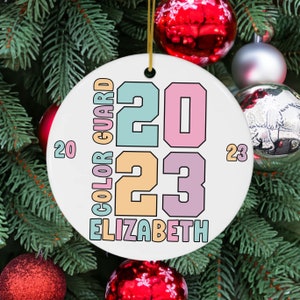 Customized Colorguard Ornament, Retro Personalized Color Guard Senior Gift Custom Color Guard Christmas Ornament Keepsake 2024