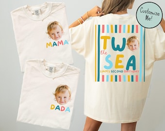 Two the Sea Birthday Matching Front and Back Family Shirts, Boys Girls Second Birthday Party, 2nd BDay Shirt Mom Dad Under the Sea Theme