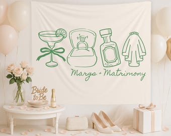 Custom Margs and Matrimony Tapestry: Final Fiesta Bachelorette Party Decor
