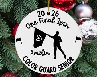 Customized Colorguard Senior Ornament, Retro Personalized Color Guard Senior Gift Custom Color Guard Senior Christmas Ornament Keepsake 2026