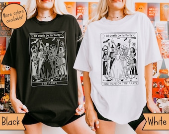 Custom Til Death Do Us Party Shirts, Bride or Die Bachelorette TShirts, Matching Halloween Bachelorette Tees, Witchy Spooky Bachelorette Tee