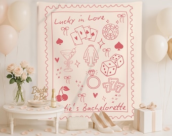 Las Vegas Bachelorette Banner Lucky in Love Party Decor, Girls Trip Welcome Sign, Drunk in Love Tapestry Vegas Party Banner for Bachelorette