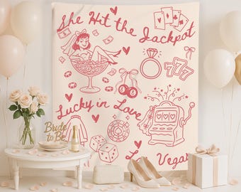 Las Vegas Bachelorette Banner Lucky in Love Party Decor, Girls Trip Welcome Sign, Drunk in Love Tapestry Vegas Party Banner for Bachelorette