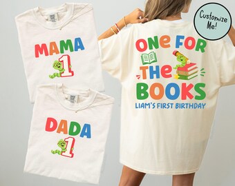 One for the Books Birthday Matching Family Shirts, Boys First Birthday, Girls First Birthday Party, Mom Dad Chapter One Reading Themed BDay